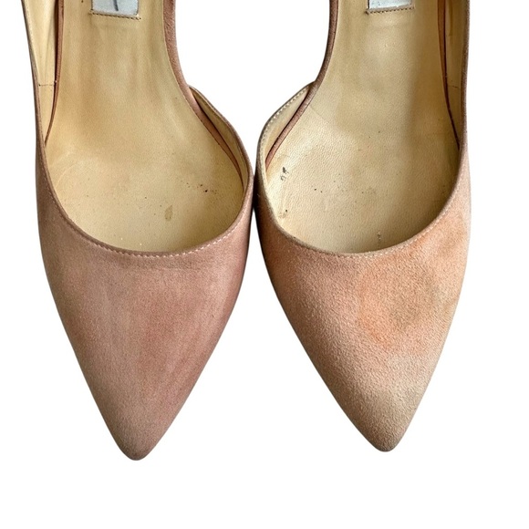 Jimmy Choo Suede Lucy D'Orsay Ankle Strap Pumps Heels Tea Rose Pink Sz 40 Flawed - Picture 3 of 10